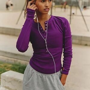 NWOT FP Movement Purple Long Sleeves Henley